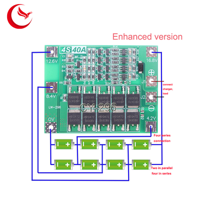 4S40A 18650 BMS Led Pcb Board Assembly 105mA For Battery Charger