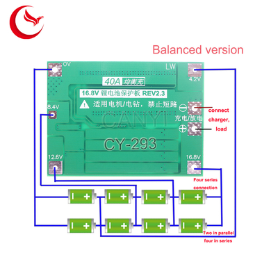 4S40A 18650 BMS Led Pcb Board Assembly 105mA For Battery Charger