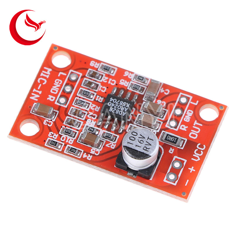 FR4 AD828 Stereo Dynamic Microphone Preamplifier Board HASL